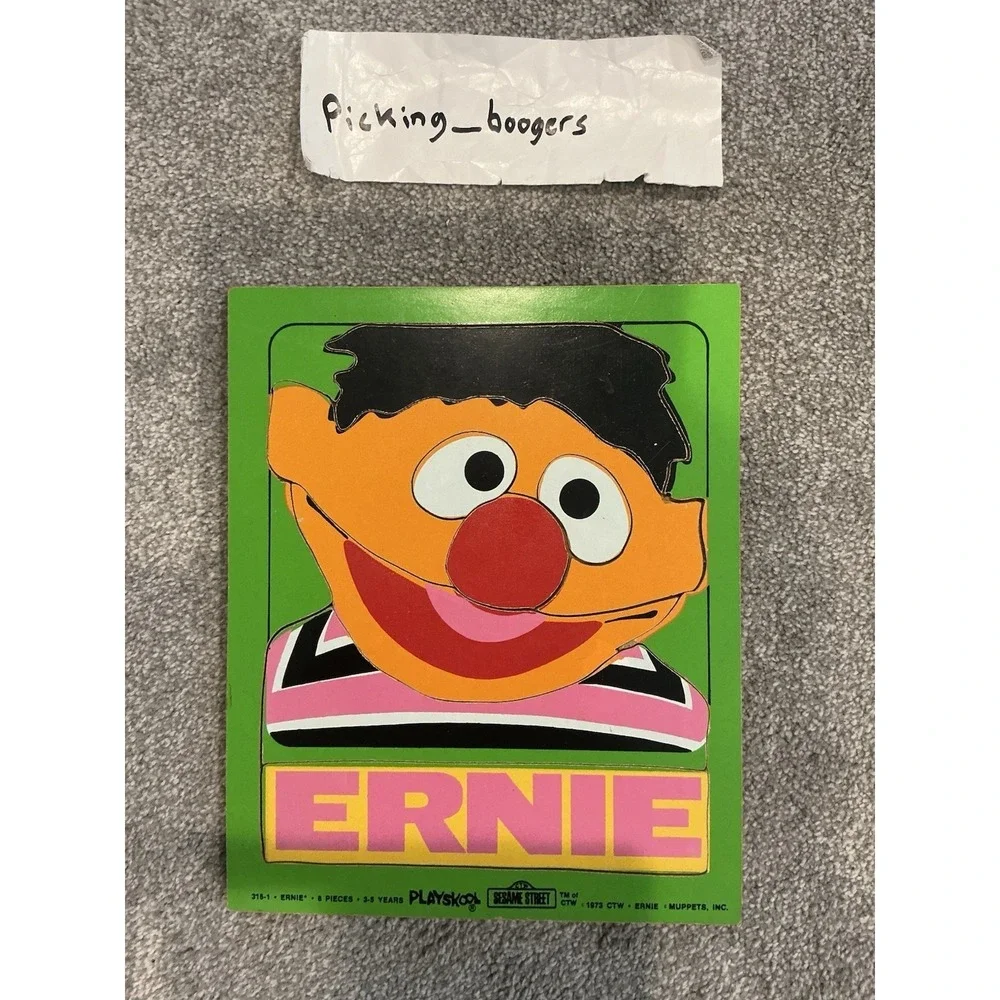 Vintage 1974 Sesame Street Oscar the Grouch and 1973 ERNIE PLAYSKOOL Puzzle  8Pc